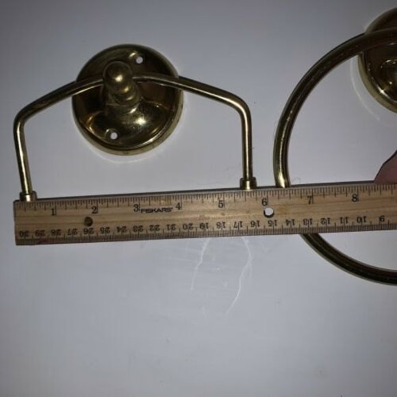 2 Vintage Modern Brass Wall Mount Toilet Tissue Paper Holder & Towel Holder - Picture 7 of 7